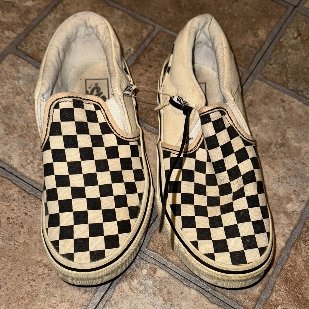 Vans Kids Moccasins - Black and Cream Checkered